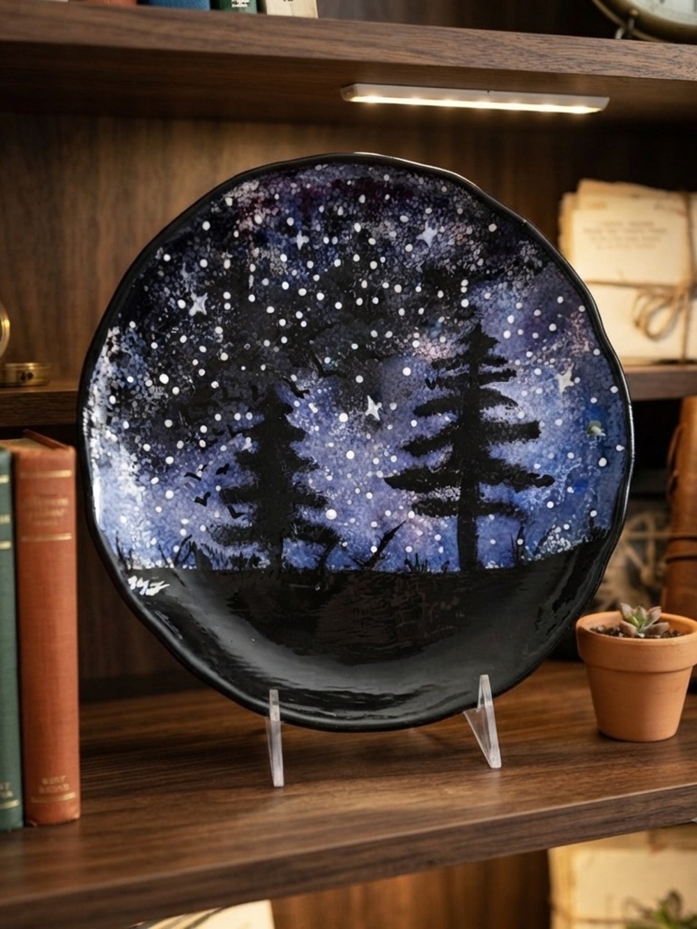 Hand painted Starry Night Sky Decorative Plate